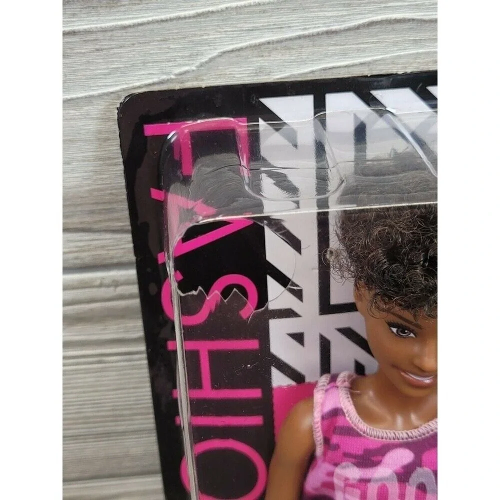 Barbie Fashionistas Doll‎ 125 Pink Camo Tank Denim Shorts Afro Hair GHP98 New